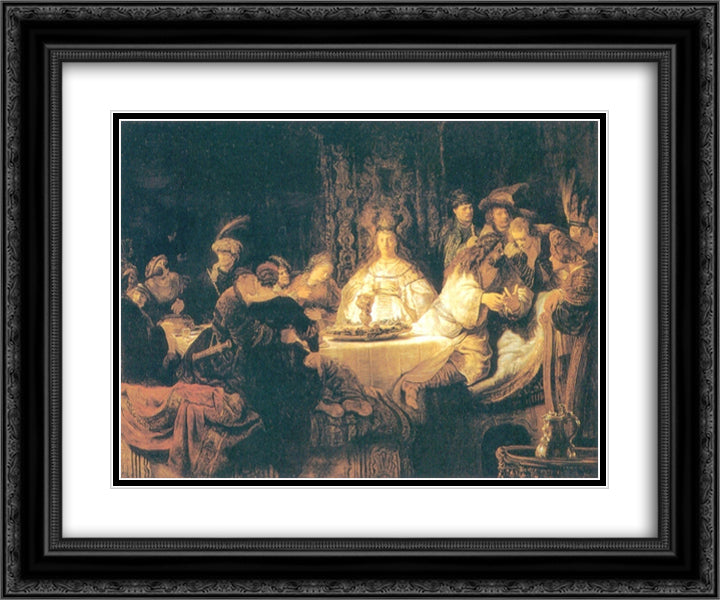 Samson at the Wedding 24x20 Black Ornate Wood Framed Art Print Poster with Double Matting by Rembrandt