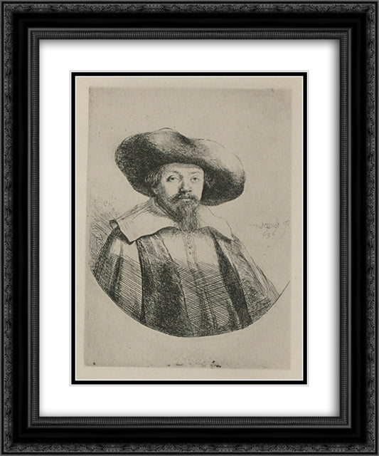 Samuel Menasseh Ben Israel 20x24 Black Ornate Wood Framed Art Print Poster with Double Matting by Rembrandt