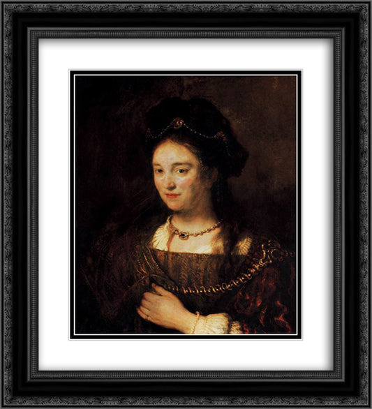 Saskia, the Artist's Wife 20x22 Black Ornate Wood Framed Art Print Poster with Double Matting by Rembrandt