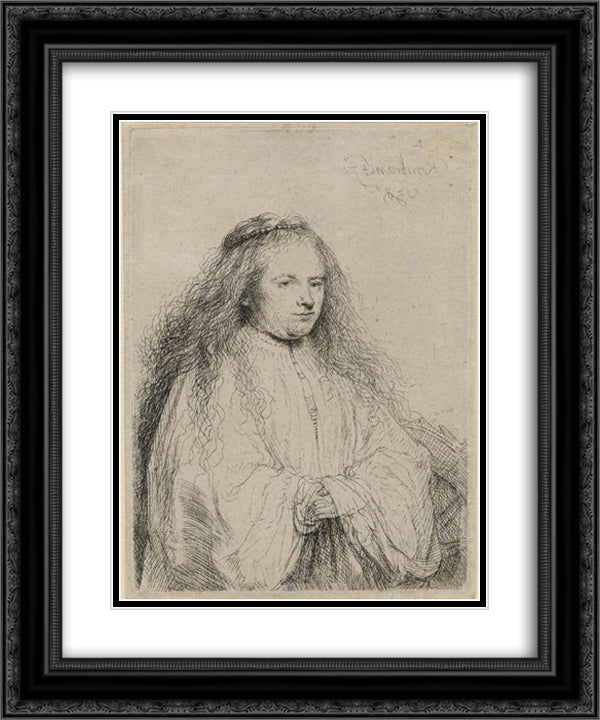 Saskia as St. Catherine 20x24 Black Ornate Wood Framed Art Print Poster with Double Matting by Rembrandt