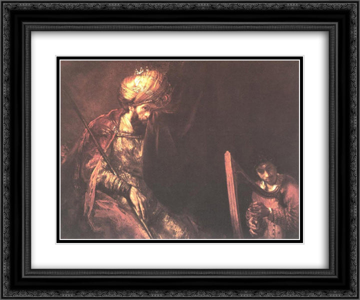 Saul and David 24x20 Black Ornate Wood Framed Art Print Poster with Double Matting by Rembrandt