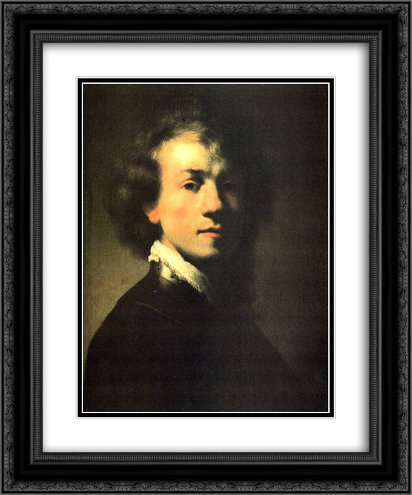 Self-portrait 20x24 Black Ornate Wood Framed Art Print Poster with Double Matting by Rembrandt