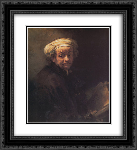 Self-portrait as the Apostle Paul 20x22 Black Ornate Wood Framed Art Print Poster with Double Matting by Rembrandt