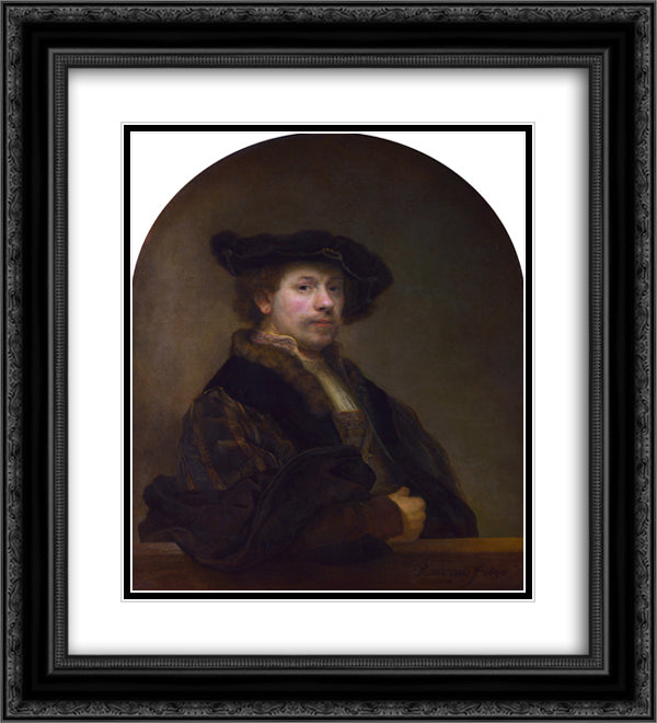 Self-portrait at the Age of 34 20x22 Black Ornate Wood Framed Art Print Poster with Double Matting by Rembrandt