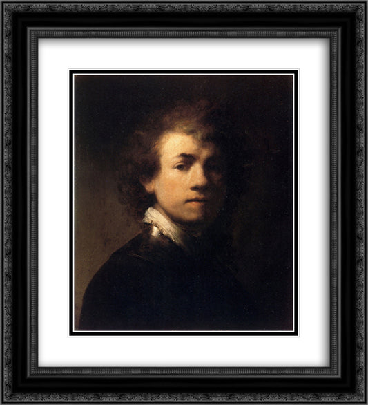 Self-portrait In A Gorget 20x22 Black Ornate Wood Framed Art Print Poster with Double Matting by Rembrandt