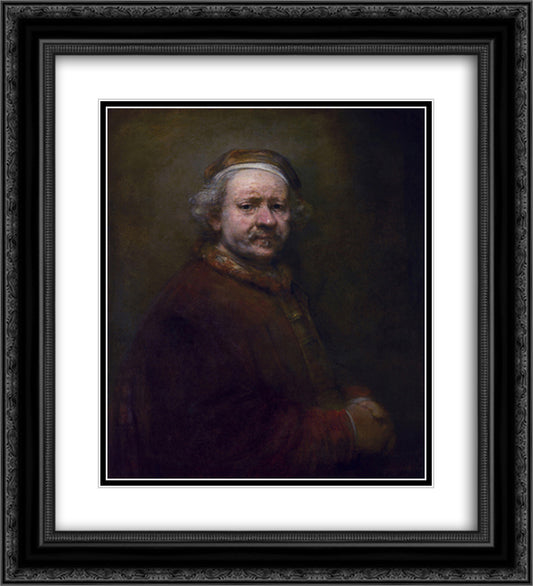 Self-portrait in at the Age of 63 20x22 Black Ornate Wood Framed Art Print Poster with Double Matting by Rembrandt