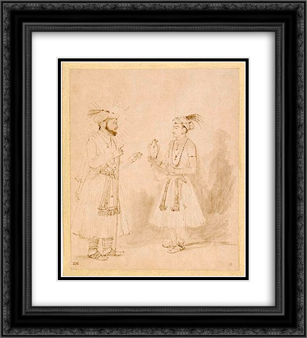 Shah Jahan and Dara Shikoh 20x22 Black Ornate Wood Framed Art Print Poster with Double Matting by Rembrandt