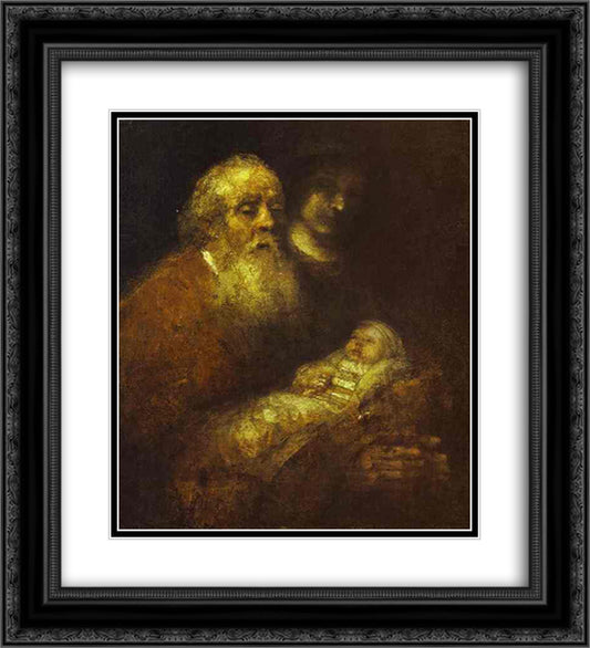 Simeon with the Christ Child in the Temple 20x22 Black Ornate Wood Framed Art Print Poster with Double Matting by Rembrandt