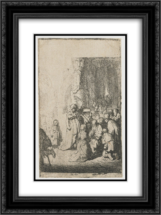 Simeon`s hymn of praise 18x24 Black Ornate Wood Framed Art Print Poster with Double Matting by Rembrandt