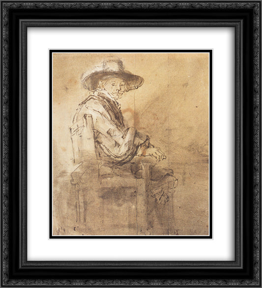 Sitting Syndic Jacob van Loon 20x22 Black Ornate Wood Framed Art Print Poster with Double Matting by Rembrandt