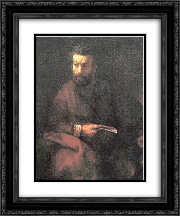 St. Bartholomew 20x24 Black Ornate Wood Framed Art Print Poster with Double Matting by Rembrandt