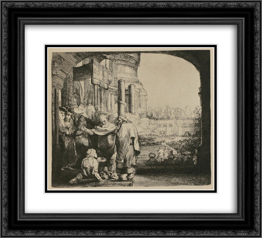 St. Peter and St. John at the Entrance to the Temple 22x20 Black Ornate Wood Framed Art Print Poster with Double Matting by Rembrandt