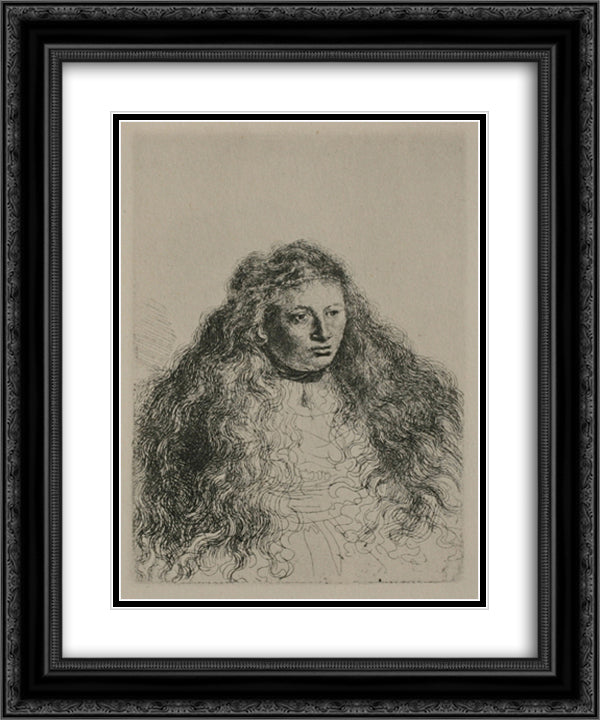 Study of Jewish Bride 20x24 Black Ornate Wood Framed Art Print Poster with Double Matting by Rembrandt