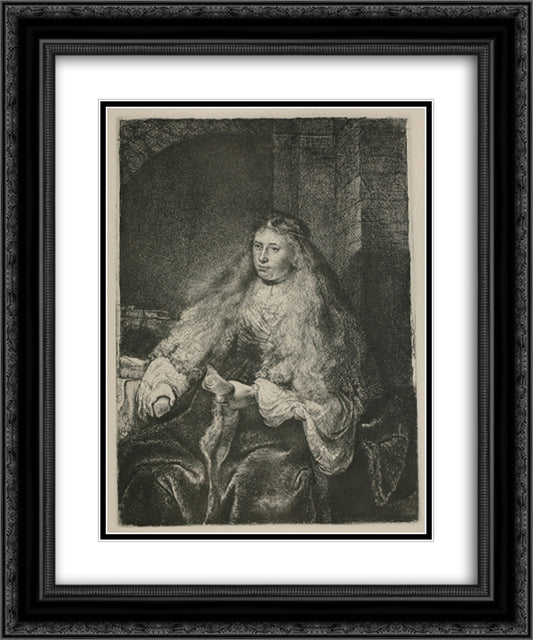 Study of Saskia called the Great Jewish Bride 20x24 Black Ornate Wood Framed Art Print Poster with Double Matting by Rembrandt