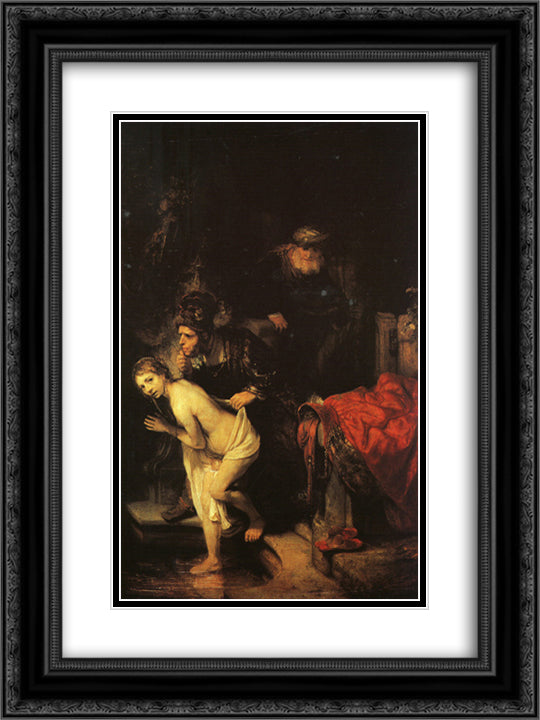 Susanna and the Elders 18x24 Black Ornate Wood Framed Art Print Poster with Double Matting by Rembrandt