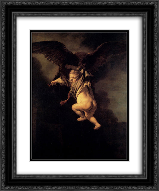 The Abduction of Ganymede 20x24 Black Ornate Wood Framed Art Print Poster with Double Matting by Rembrandt