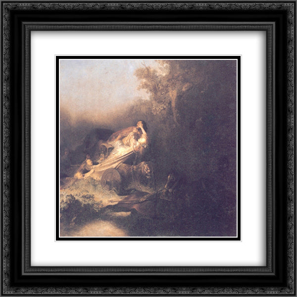 The Abduction of Proserpina 20x20 Black Ornate Wood Framed Art Print Poster with Double Matting by Rembrandt