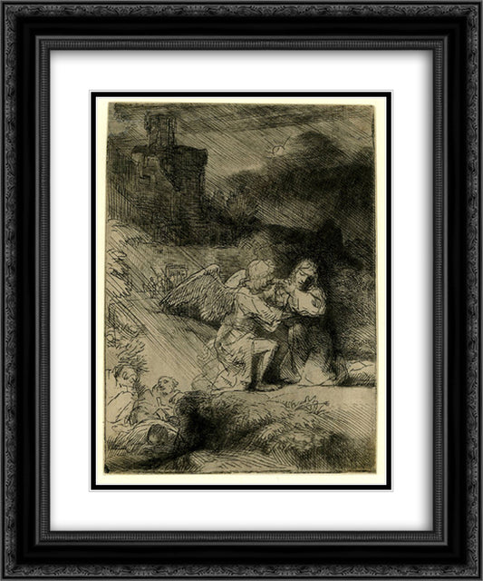 The agony in the garden 20x24 Black Ornate Wood Framed Art Print Poster with Double Matting by Rembrandt