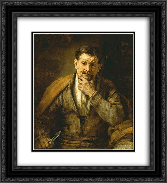 The Apostle Bartholomew 20x22 Black Ornate Wood Framed Art Print Poster with Double Matting by Rembrandt