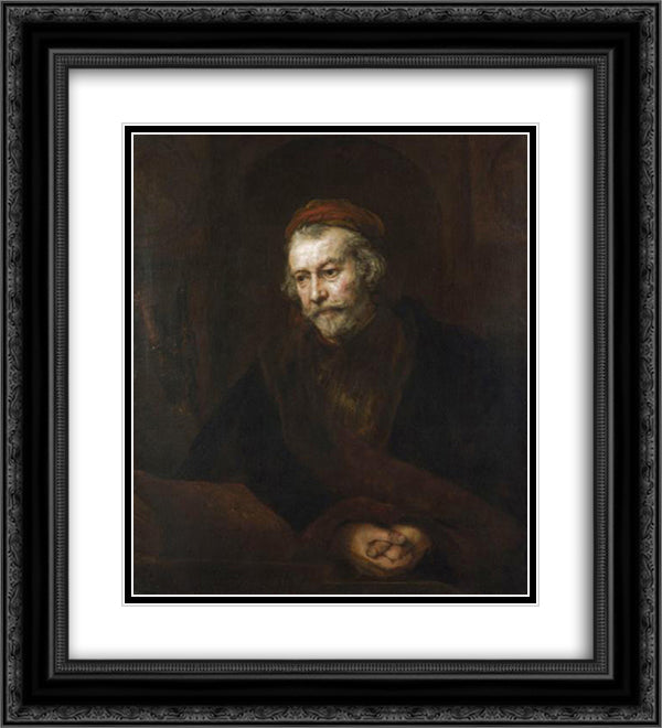 The Apostle Paul 20x22 Black Ornate Wood Framed Art Print Poster with Double Matting by Rembrandt