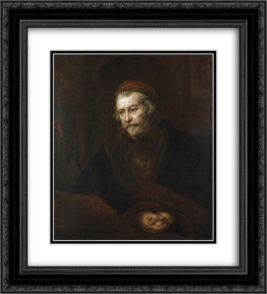 The Apostle Paul 20x22 Black Ornate Wood Framed Art Print Poster with Double Matting by Rembrandt