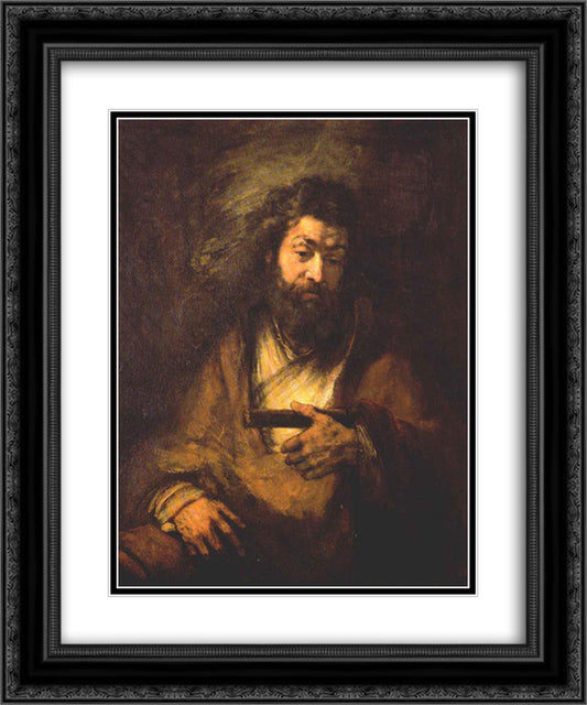 The Apostle Simon 20x24 Black Ornate Wood Framed Art Print Poster with Double Matting by Rembrandt