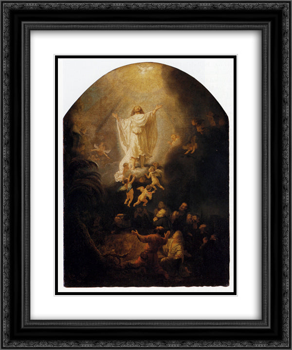 The Ascension Of Christ 20x24 Black Ornate Wood Framed Art Print Poster with Double Matting by Rembrandt