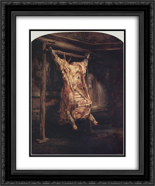 The Carcass of an Ox 20x24 Black Ornate Wood Framed Art Print Poster with Double Matting by Rembrandt