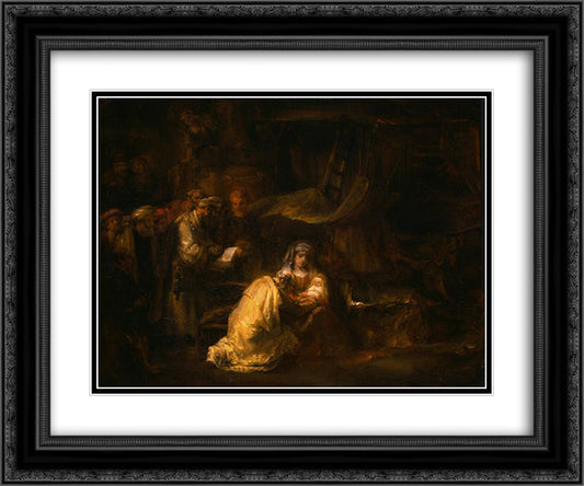 The Circumcision 24x20 Black Ornate Wood Framed Art Print Poster with Double Matting by Rembrandt