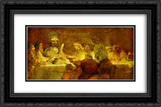 The Conspiracy of Claudius Civilis 24x16 Black Ornate Wood Framed Art Print Poster with Double Matting by Rembrandt