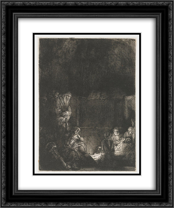 The entombment 20x24 Black Ornate Wood Framed Art Print Poster with Double Matting by Rembrandt