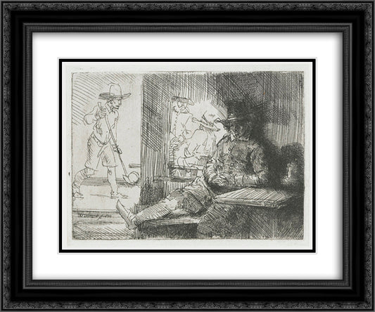 The golf player 24x20 Black Ornate Wood Framed Art Print Poster with Double Matting by Rembrandt