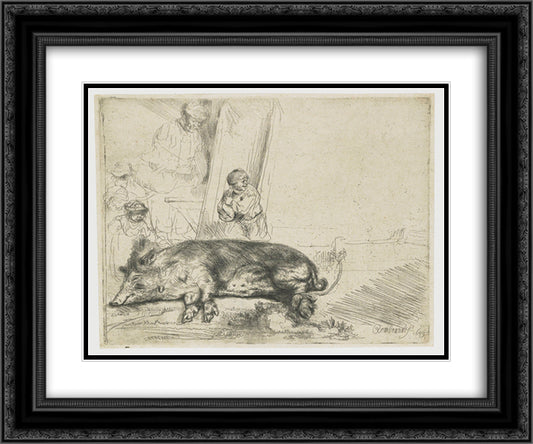 The hog 24x20 Black Ornate Wood Framed Art Print Poster with Double Matting by Rembrandt