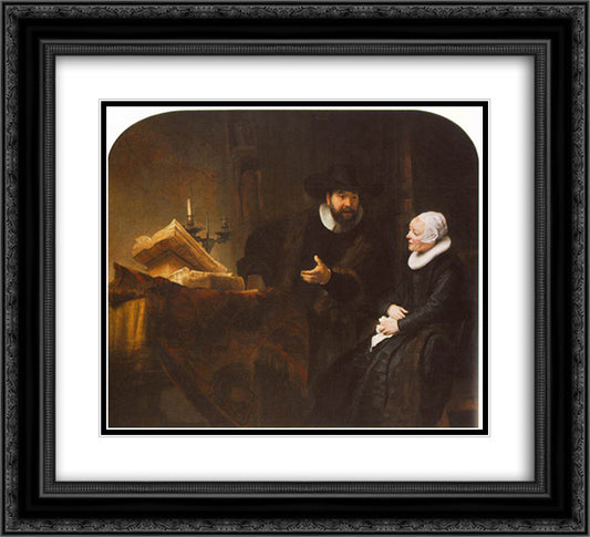 The Mennonite Minister Cornelis Claesz 22x20 Black Ornate Wood Framed Art Print Poster with Double Matting by Rembrandt