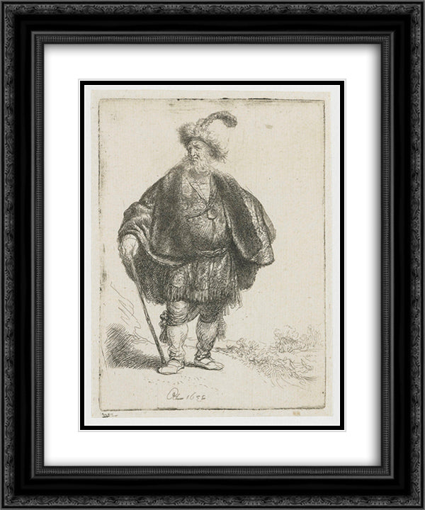 The Persian 20x24 Black Ornate Wood Framed Art Print Poster with Double Matting by Rembrandt