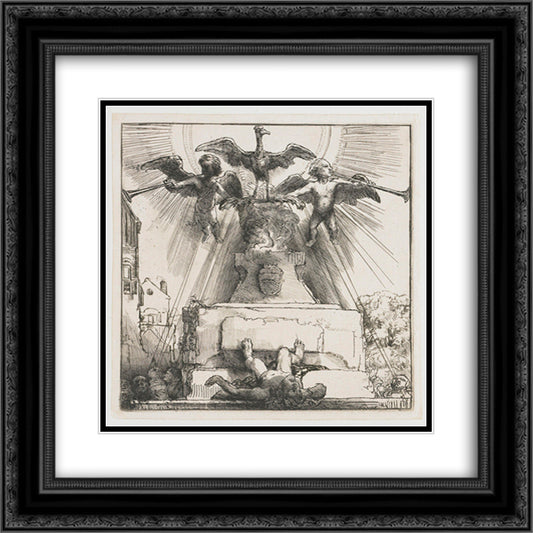 The phoenix or the statue overthrown 20x20 Black Ornate Wood Framed Art Print Poster with Double Matting by Rembrandt