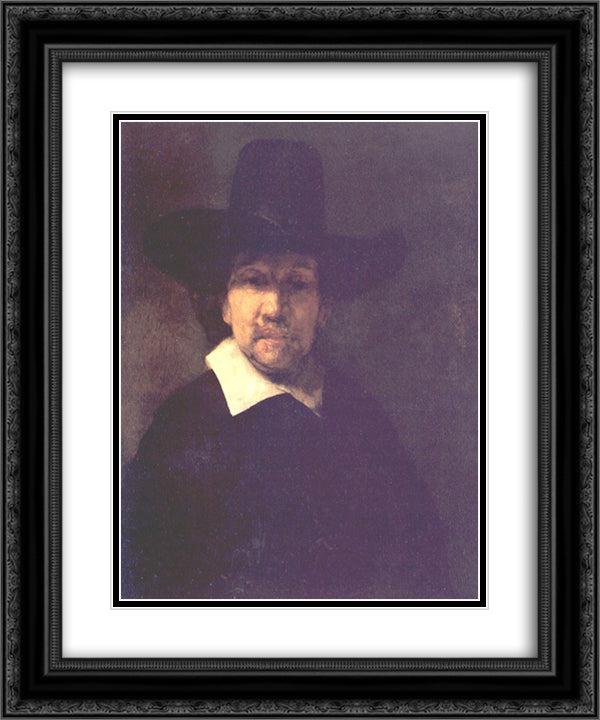 The Poet Jeremia de Decker 20x24 Black Ornate Wood Framed Art Print Poster with Double Matting by Rembrandt