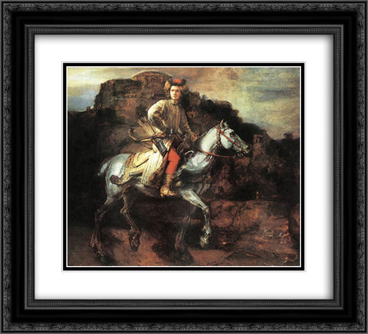 The Polish Rider 22x20 Black Ornate Wood Framed Art Print Poster with Double Matting by Rembrandt