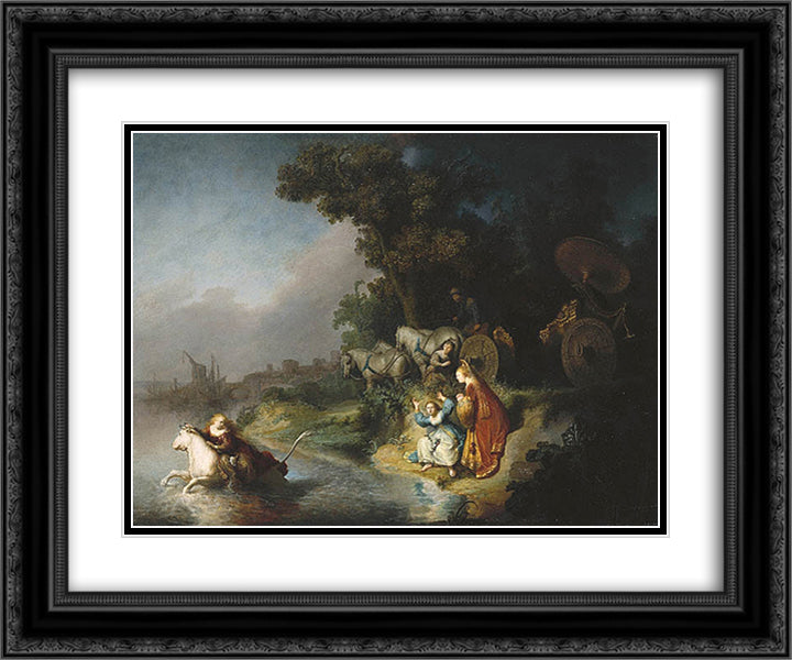 The Rape of Europe 24x20 Black Ornate Wood Framed Art Print Poster with Double Matting by Rembrandt