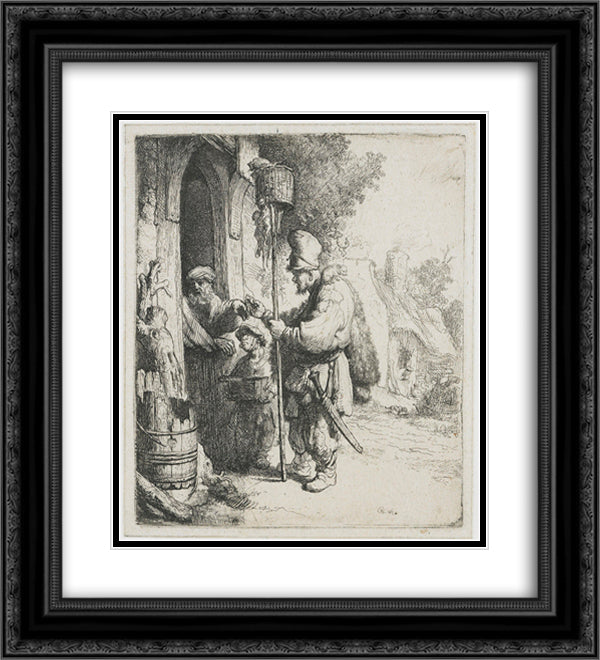 The rat poison peddler (The rat catcher) 20x22 Black Ornate Wood Framed Art Print Poster with Double Matting by Rembrandt