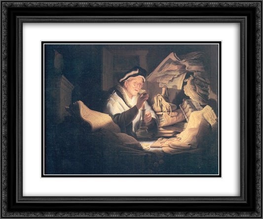 The Rich Man from the Parable 24x20 Black Ornate Wood Framed Art Print Poster with Double Matting by Rembrandt