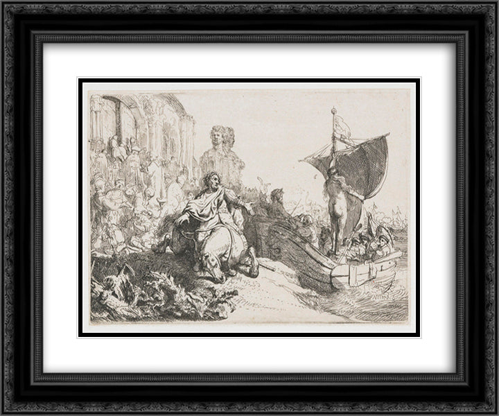 The ship of fortune 24x20 Black Ornate Wood Framed Art Print Poster with Double Matting by Rembrandt