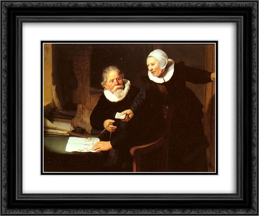 The Shipbuilder and his Wife 24x20 Black Ornate Wood Framed Art Print Poster with Double Matting by Rembrandt