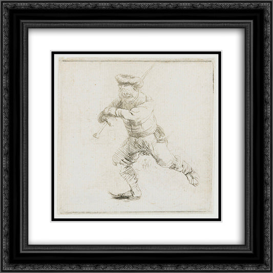 The skater 20x20 Black Ornate Wood Framed Art Print Poster with Double Matting by Rembrandt