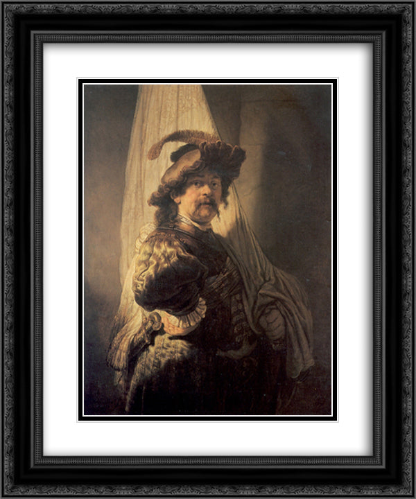 The Standard Bearer 20x24 Black Ornate Wood Framed Art Print Poster with Double Matting by Rembrandt