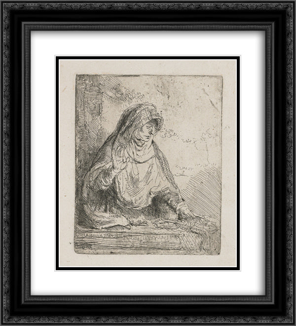 The Virgin with the instruments of the passion 20x22 Black Ornate Wood Framed Art Print Poster with Double Matting by Rembrandt