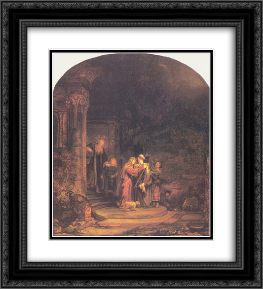 The Visitation 20x22 Black Ornate Wood Framed Art Print Poster with Double Matting by Rembrandt