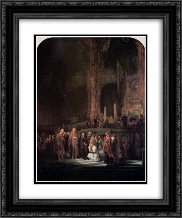 The Woman taken in Adultery 20x24 Black Ornate Wood Framed Art Print Poster with Double Matting by Rembrandt