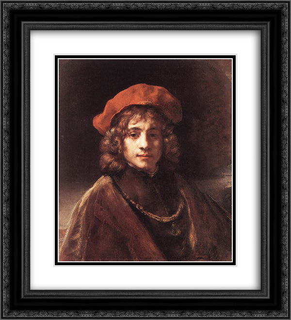 Titus, the Artist's son 20x22 Black Ornate Wood Framed Art Print Poster with Double Matting by Rembrandt