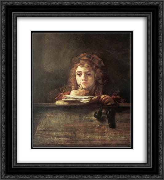 Titus 20x22 Black Ornate Wood Framed Art Print Poster with Double Matting by Rembrandt